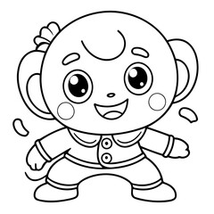 Cute vector illustration Kawaii for toddlers colouring page