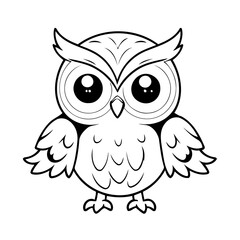 Cute vector illustration Owl for kids colouring worksheet