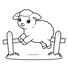 Cute vector illustration Sheep drawing colouring activity
