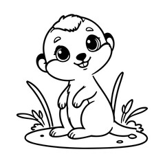 Cute vector illustration Meerkat doodle for kids coloring worksheet