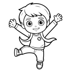 Cute vector illustration Boy drawing for toddlers colouring page