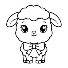 Cute vector illustration Sheep doodle for children worksheet