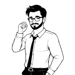 Vector illustration of a cute Man drawing for toddlers colouring page