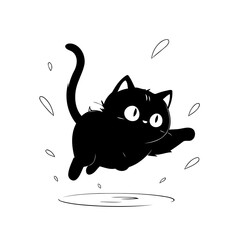 Vector illustration of a cute Cat doodle for kids coloring worksheet