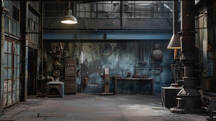  Staged lighting for a photo shoot in a foundry.