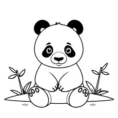 Cute vector illustration Panda doodle for toddlers worksheet