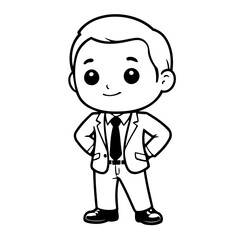 Cute vector illustration Businessman drawing for toddlers colouring page