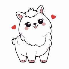 Naklejka premium Cute vector illustration Llama doodle for toddlers coloring activity