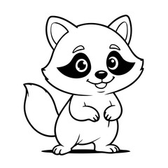 Cute vector illustration Raccoon drawing for toddlers colouring page