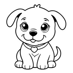 Vector illustration of a cute Puppy doodle for kids colouring page