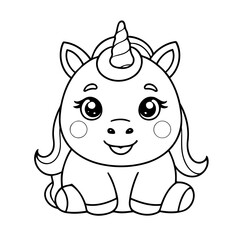 Cute vector illustration Unicorn drawing for kids page
