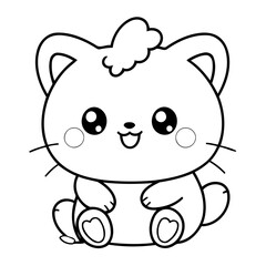 Vector illustration of a cute Kawaii drawing for kids colouring activity