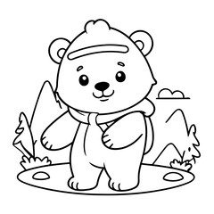Cute vector illustration Bear for children colouring activity