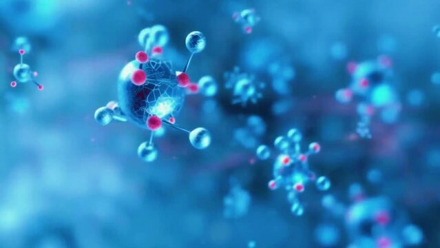 Microscopic world of nanobots and molecular structures, 4K Technological Video Background Animation