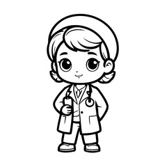 Cute vector illustration Doctor drawing for colouring page