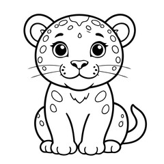 Simple vector illustration of Jaguar hand drawn for kids page