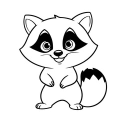 Simple vector illustration of Raccoon drawing for toddlers colouring page