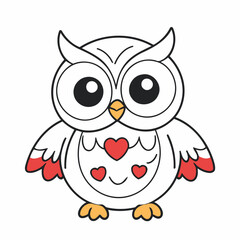 Simple vector illustration of Owl drawing for kids colouring page