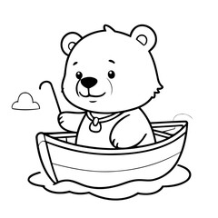 Cute vector illustration Bear colouring page for kids