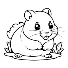 Cute vector illustration Hamster doodle for toddlers colouring page
