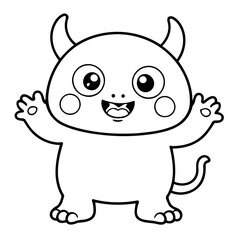 Cute vector illustration Monster drawing for kids page