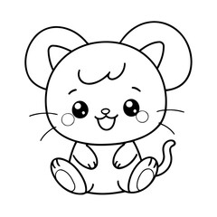 Vector illustration of a cute Kawaii drawing colouring activity