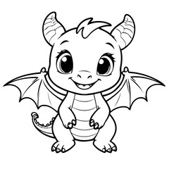 Simple vector illustration of Dragon for children colouring activity