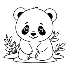 Cute vector illustration Panda drawing for kids colouring page
