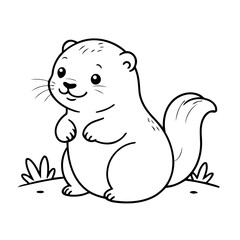 Vector illustration of a cute Otter doodle for children worksheet