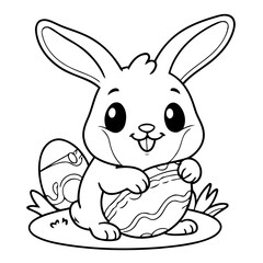 Vector illustration of a cute Bunny drawing for toddlers colouring page