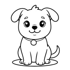 Vector illustration of a cute Dog drawing for kids page