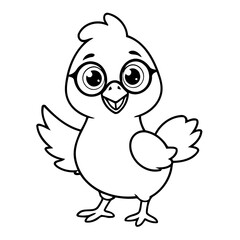 Cute vector illustration Chicken doodle for toddlers colouring page