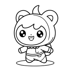 Cute vector illustration Kawaii drawing for kids colouring page