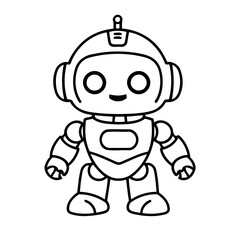 Obraz premium Simple vector illustration of Robot drawing for kids page