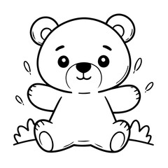 Cute vector illustration Bear doodle for toddlers worksheet