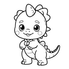 Vector illustration of a cute Dino drawing for toddlers coloring activity