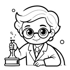 Simple vector illustration of Scientist doodle for toddlers worksheet