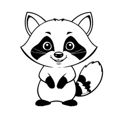 Cute vector illustration Raccoon doodle for kids coloring worksheet