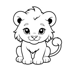 Vector illustration of a cute Lion drawing colouring activity