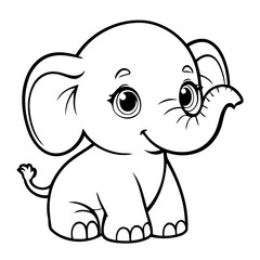 Cute vector illustration Elephant doodle for toddlers coloring activity
