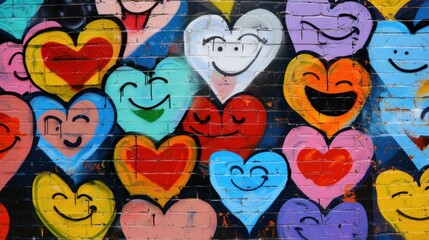 Obraz premium a row of heart-shaped graffiti