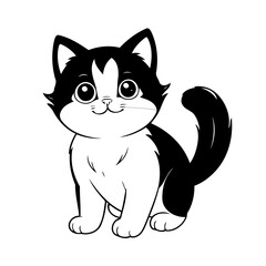 Vector illustration of a cute Kitten drawing for children page