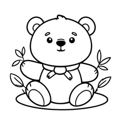 Cute vector illustration Bear doodle for children worksheet