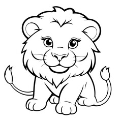 Vector illustration of a cute Lion drawing for toddlers colouring page