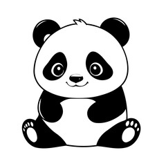 Cute vector illustration Panda drawing for kids colouring page