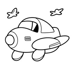 Simple vector illustration of Plane drawing for children page