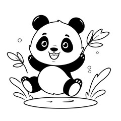 Simple vector illustration of Panda drawing for kids colouring activity