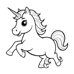 Simple vector illustration of Unicorn drawing for kids page