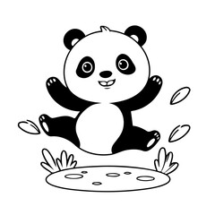 Simple vector illustration of Panda colouring page for kids