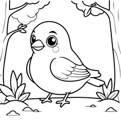 Simple vector illustration of Bird for toddlers colouring page